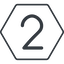 Thin, line, hexagon, number, font, digit, two, two-thin, 2 icon
