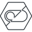 Thin, line, down, hexagon, horizontal, mirror, setting, prohibited, apple, on, off, ios, switch, button, radio, switch-thin icon