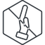 Thin, line, left, hexagon, horizontal, mirror, prohibited, healthcare, help, care, gift, hand, giving, giving-hand, love, give, giving-hand-thin icon