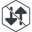 Thin, line, right, hexagon, horizontal, mirror, arrow, prohibited, update, change, switch, select, revert, double, double-arrow, change-solid icon