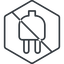 Thin, line, right, hexagon, horizontal, mirror, prohibited, electricity, plug, charge, charger, electric, plug-thin, electrics, electrical icon
