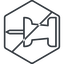 Thin, line, right, hexagon, prohibited, thumbtack, pin, unpin, thumbtack-thin icon