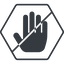 Thin, line, up, solid, hexagon, horizontal, mirror, prohibited, hand, stop, fingers, hand-solid icon