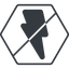 Thin, line, solid, hexagon, horizontal, mirror, prohibited, lightning, bolt, electricity, thunder, lightning-solid icon