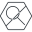 Thin, line, hexagon, search, magnifying, glass, horizontal, mirror, prohibited, research, magnifying-glass-thin, magnifying-glass, keywords, keyword icon