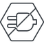 Thin, line, up, hexagon, horizontal, mirror, prohibited, electricity, plug, charge, charger, electric, plug-thin, electrics, electrical icon
