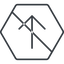 Thin, line, up, hexagon, arrow, direction, prohibited, arrow-simple-thin icon