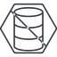 Thin, line, hexagon, mysql, sql, prohibited, database, db, storage, barrel, database-thin icon