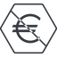 Thin, line, hexagon, euro, symbol, money, donate, donation, prohibited, euro-symbol, europe, coin icon