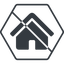 Thin, line, solid, hexagon, small, home, prohibited, home-small-solid icon