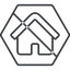 Thin, line, hexagon, small, home, house, prohibited, home-small-thin icon