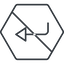Thin, line, up, hexagon, sign, confirm, arrow, prohibited, key, submit, send, return, enter, return-sign, return-sign-thin icon