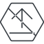 Thin, line, up, hexagon, upload, uploaded, uploading, prohibited, upload-thin icon