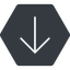 Thin, down, solid, hexagon, arrow, direction, arrow-simple-thin icon