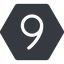 Thin, down, solid, hexagon, number, font, digit, 6, six, six-thin, 9, nine icon