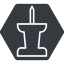 Thin, down, solid, hexagon, thumbtack, pin, unpin, thumbtack-thin icon
