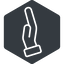 Thin, left, solid, hexagon, healthcare, help, care, gift, hand, giving, giving-hand, love, give, giving-hand-thin icon