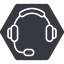 Thin, solid, hexagon, horizontal, mirror, phone, call, headset, headphone, microphone, support, headset-thin icon