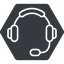 Thin, solid, hexagon, phone, call, headset, headphone, microphone, support, headset-thin icon