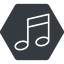 Thin, solid, hexagon, mute, unmute, music, note, musical, notes, music-thin icon