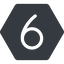 Thin, solid, hexagon, number, font, digit, 6, six, six-thin, 9, nine icon