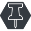 Thin, up, solid, hexagon, thumbtack, pin, unpin, thumbtack-thin icon