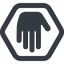 Line, down, wide, solid, hexagon, horizontal, mirror, hand, stop, fingers, hand-solid icon