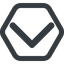Line, down, wide, hexagon, arrow, direction, chevron, chevron-solid icon