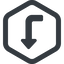 Line, left, wide, hexagon, sign, confirm, horizontal, mirror, arrow, key, submit, send, return, enter, return-sign-solid, return-sign icon