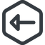 Line, left, wide, hexagon, arrow, arrow-wide icon
