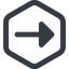 Line, right, wide, hexagon, arrow, arrow-solid icon