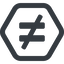 Line, wide, hexagon, sign, not, symbol, math, mathematics, inequality, mathematical, equal, not-equal, different, not-equal-solid, maths icon