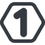 Line, wide, hexagon, number, font, one, digit, one-wide, 1 icon