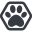 Line, up, wide, hexagon, animal, cat, paw, dog, bear, paw-solid icon