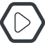 Line, up, wide, hexagon, arrow, video, play, mp3, player, pause, play-thin icon