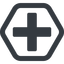 Line, wide, hexagon, plus, add, new, medical, plus-solid, create, addition, +, more, medic icon