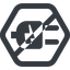 Line, down, wide, hexagon, horizontal, mirror, prohibited, electricity, plug, charge, charger, electric, electrics, electrical, plug-alt icon