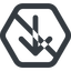 Line, down, hexagon, arrow, direction, prohibited, arrow-simple-wide icon