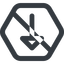 Line, down, wide, hexagon, arrow, prohibited, arrow-wide icon