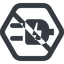 Line, down, wide, hexagon, prohibited, electricity, plug, charge, charger, electric, electrics, electrical, plug-alt icon