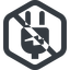Line, left, wide, hexagon, horizontal, mirror, prohibited, electricity, plug, charge, charger, electric, electrics, electrical, plug-alt icon