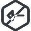 Line, left, wide, hexagon, arrow, prohibited, arrow-wide icon