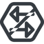 Line, up, wide, hexagon, horizontal, mirror, arrow, prohibited, update, change, switch, select, revert, double, double-arrow, change-wide icon