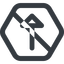 Line, up, wide, hexagon, arrow, prohibited, arrow-wide icon