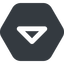 Down, wide, solid, hexagon, arrow, direction, caret, caret-wide icon