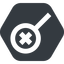Down, wide, solid, hexagon, cross, search, magnifying, glass, research, magnifying-glass, keywords, keyword, glass-cross, no-result, magnifying-glass-cross, magnifying-glass-cross-wide icon
