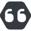 Down, wide, solid, hexagon, mark, quote, quotation, citation, quote-wide, quotation-mark, double-quotes icon