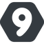 Down, wide, solid, hexagon, number, font, digit, 6, six, six-wide, 9, nine icon