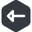 Left, wide, solid, hexagon, arrow, arrow-wide icon