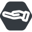 Up, wide, solid, hexagon, horizontal, mirror, healthcare, help, care, gift, hand, giving, giving-hand, love, give, giving-hand-wide icon